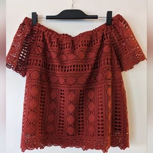 Sunday in Brooklyn off the shoulder eyelet lace top